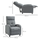 Poltrona Relax Reclinabile 155° 67x87x98 cm con Poggiapiedi in Tessuto Effetto Lino Grigio  