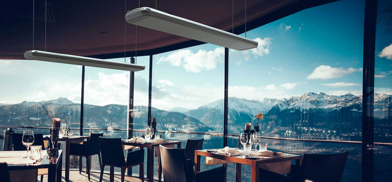 Stufa Elettrica ad Infrarossi 195x20,1x5,8 cm da Soffitto 3200W in Alluminio Moel Hot-Top Silver