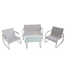 Set Salotto da Giardino 4 Posti Tavolino con Top in Vetro Bianco Saint Martin      
