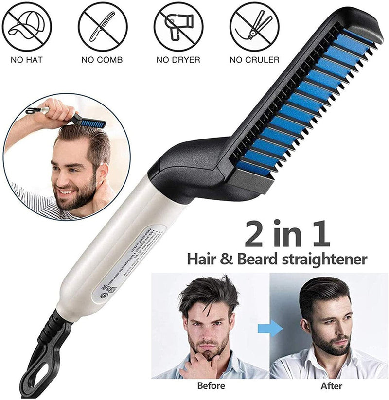 Piastra Spazzola 2 in 1 per Barba e Capelli