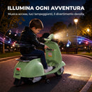 Moto Elettrica per Bambini 3+ Anni Licenza Piaggio Vespa 7,2 V 81x37x63 cm con Rotelle Rimovibili 3-5 km/h Max 30 kg in PP Verde      