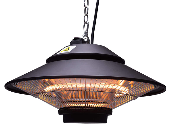 sconto Elektrische Infrarotheizung Ø42,5 cm Deckenaufhängung 1500W mit schwarzer Fernbedienung