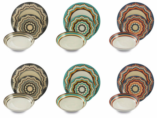 Villa d'Este Home Tivoli Porzellan Tafelservice 18 Teile Funky Multicolor sconto