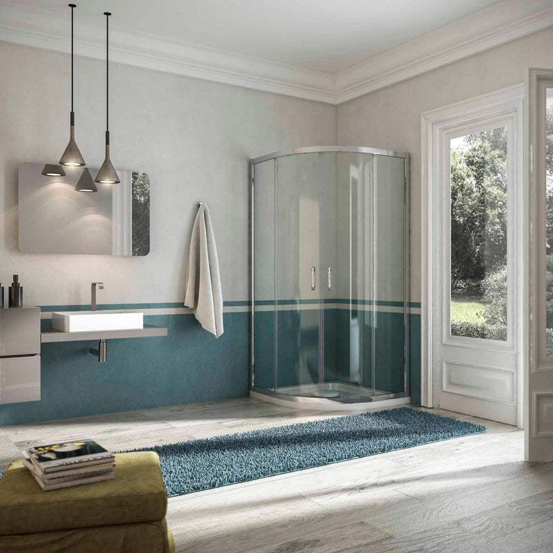 Box Doccia Semicircolare 2 Ante Scorrevoli In Cristallo H185 Fosterberg Vejle