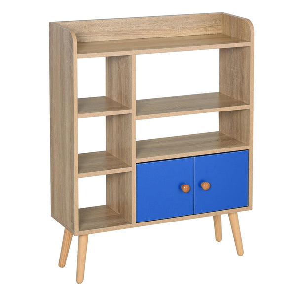 Bücherregal mit 5 Regalen und Schrank 71,8 x 24 x 90,8 cm in Eiche und blauer Spanplatte online