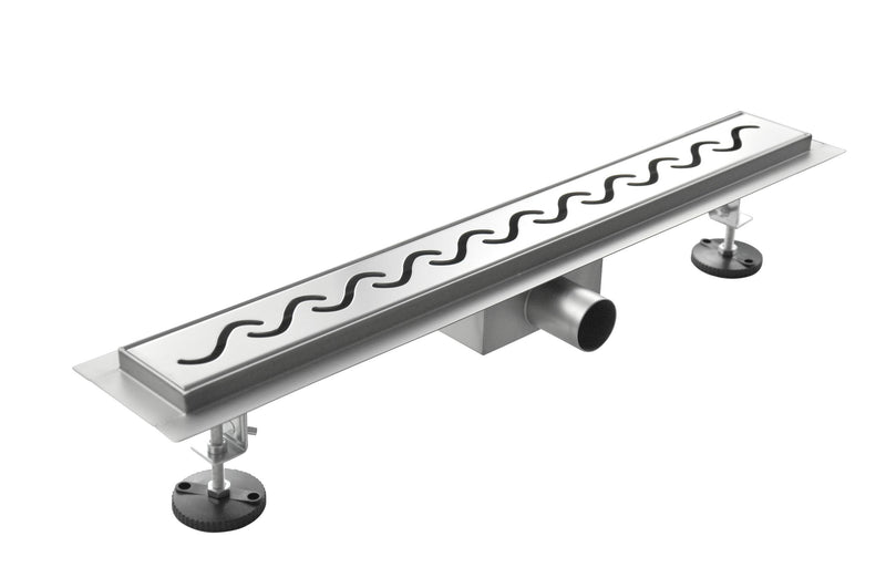 Canalina di Scarico in Acciaio Inox a Pavimento Onda 60x7 cm