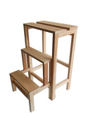 Sgabello scala ripieghevole a ribalta 37x23xh60 cm 3 gradini in legno