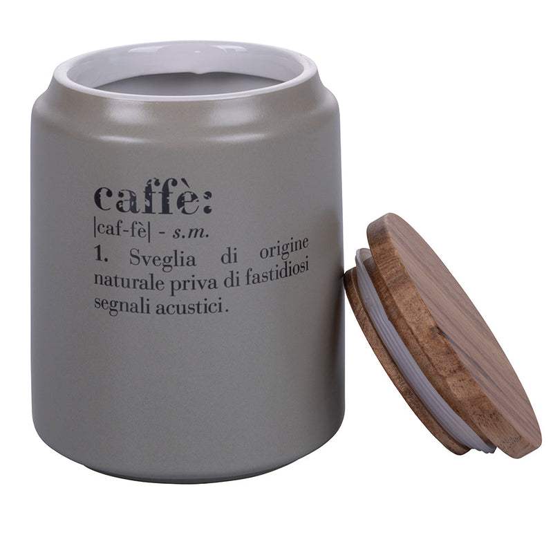 Barattolo Caffè con coperchio bamboo 800 ml in Gres VdE Tivoli 1996 Grigio
