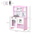 Cucina Giocattolo per Bambini con Fornelli Luci e Suoni Microonde Distributore d'Acqua in MDF e PP Rosa      