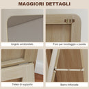 Specchio da Terra e da Parete 37x43x156 cm con Struttura in Legno di Pino e Supporto Pieghevole Color Legno      