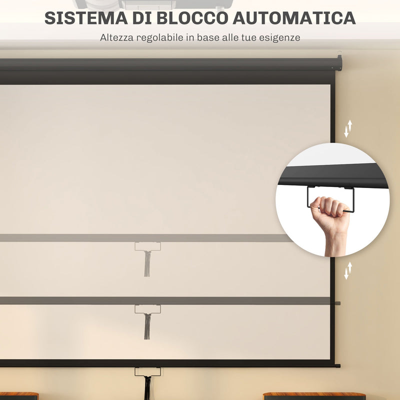 Telo Proiettore 120"" Regolabile con Montaggio a Soffitto e Parete Formato 4:3 244x8,6x183cm Bianco e Nero