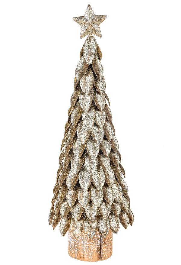 sconto Tannenbaum aus Metall mit Glitter H40 cm Gold