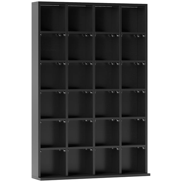 sconto Mobile Porta CD 89x20x130.5 cm con Ripiani Regolabili per 456 CD o 336 DVD 24 Scomparti Nero