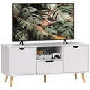 Mobile TV Max 50"" con Cassetto, Ripiano Aperto e Armadietti 110x40x50 cm Bianco e Legno  