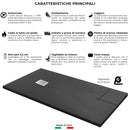 Piatto Doccia in Pietra Bonussi Ardesia Stone Side Grigio Antracite Varie Misure