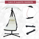 Sedia Dondolo Pensile Relax Chaise Longue di Lusso con Tettuccio Crema 