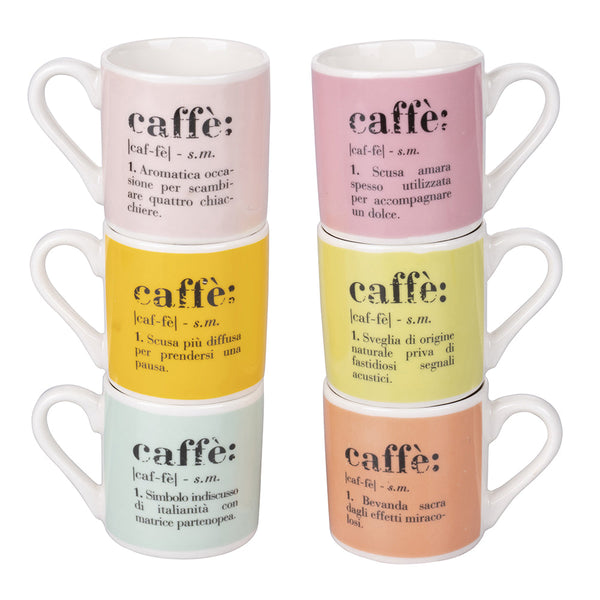 online Set 6 Kaffeetassen Ø5,5x5,5 cm in New Bone China Villa D'este Home Tivoli Colors