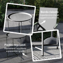 Tavolino da Giardino Pieghevole con Vassoio Rimovibile Ø46x50 cm in Acciaio Nero 