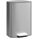 Pattumiera a Pedale da 50L con Coperchio Ammortizzato e Secchio Rimovibile in Acciaio Inox Grigio      