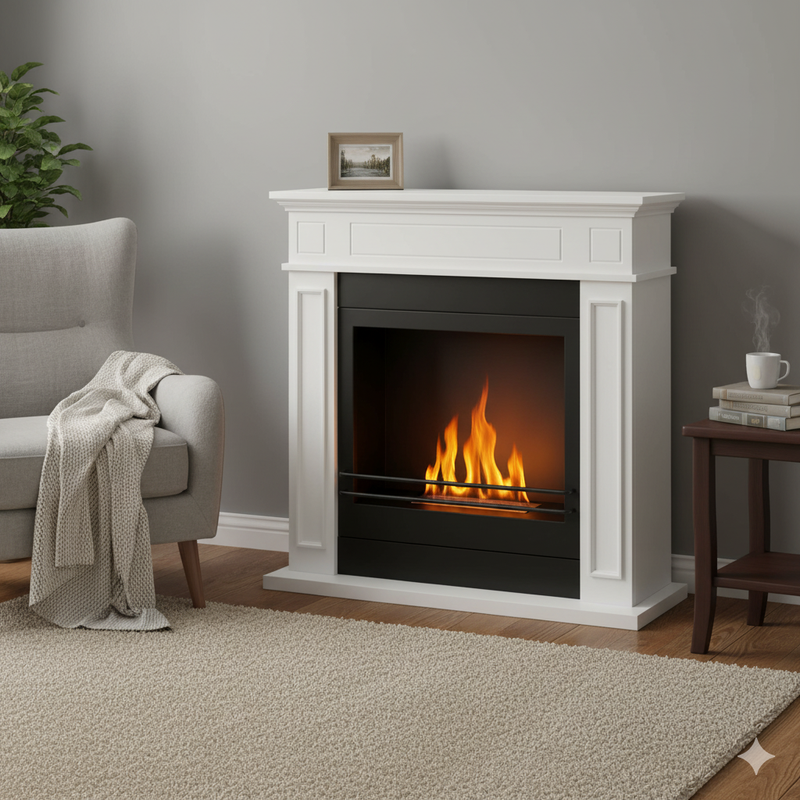 Camino a Bioetanolo da Pavimento 89,5x90,5x28 cm Jefferson Bianco