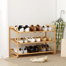 Scaffale Scarpiera a 3 Livelli per 12 Paia di Scarpe 76x33x50,8 cm con Ripiani a Doghe in Bambù    