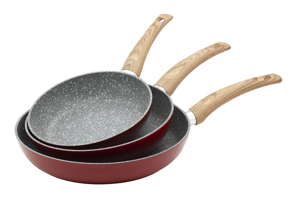 Set 3 Bratpfannen 20-24-28 cm aus geschmiedetem Aluminium Antihaft-Induktionskollektion Ortles Rot prezzo