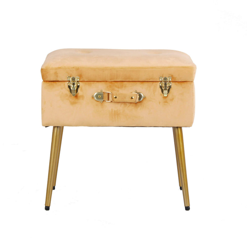 Pouf Valigetta 51x37x51 cm in Velluto Caramello