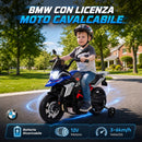 Moto Elettrica per Bambini 3-8 Anni 12 V Licenza BMW G310 GS 102x62x73 cm con Batteria al Litio e Rotelle Rimovibili in PP Blu      