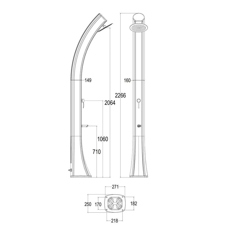 Doccia Solare da Giardino 40L Miscelatore e Lavapiedi Sined Sole XXL Grigia