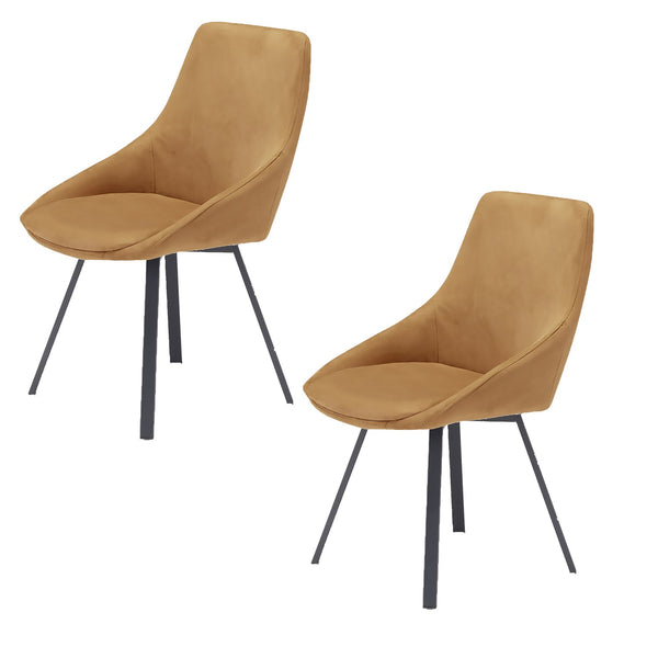 online Set 2 sedie Imbottite 51x60x88 cm In Tessuto Suet Asia Senape