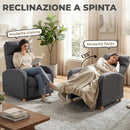 Poltrona Relax 67x87x102 cm Reclinabile Manuale 135° con Poggiapiedi in Tessuto Grigio Scuro      