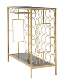 Console Porta Bottiglie Glam 76x30x75 cm in Ferro e Specchio Oro e Nero