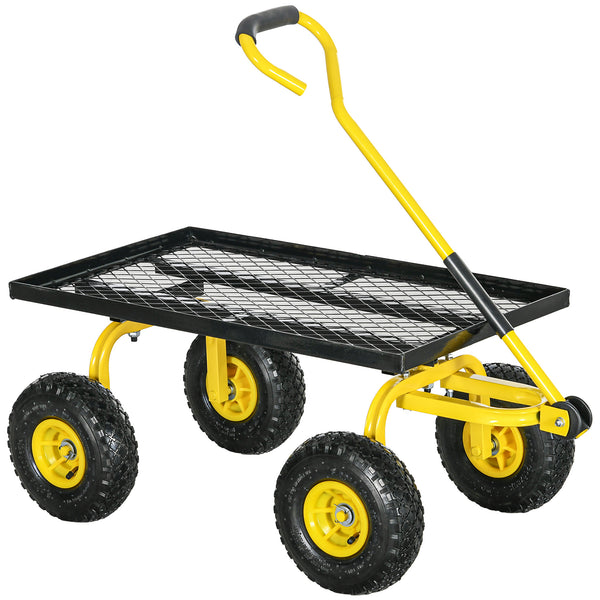 Carrello da Giardino 94x48.5x100 cm con Capacità 150 kg e Maniglia Rivestita in Acciaio Giallo e Nero sconto
