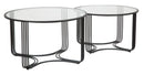 Tavoli da Caffé Dublino Coppia Ø81x47 - 71x43 cm in Ferro e Vetro Nero