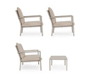 Set 4 Pezzi Salotto da Giardino con Divano 2 Poltrone e Tavolino in Alluminio e PP Konnor Rastin 