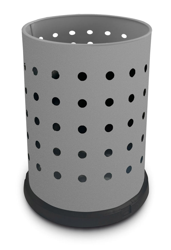 acquista Pattumiera Gettacarte Ø25xh34 cm da Interno in Acciaio Verniciato Traforato Grigio