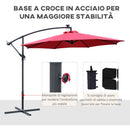 Ombrellone da Giardino Decentrato Ø2,95m con Led a Energia Solare Rosso Scuro