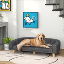Divano per Cani Taglia Grande 98x67x25 cm con Cuscino Sfoderabile in Poliestere e Legno Grigio Scuro      