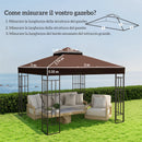 Copertura per Gazebo da Giardino 3x3 m UPF30+ a 2 Livelli in Poliestere Caffè      