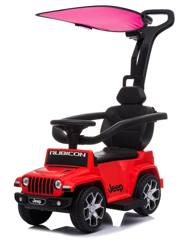 sconto Schiebeauto für Kinder mit rotem Jeep Rubicon Sonnenschutz