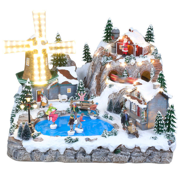 acquista Villaggio Natalizio 49x44x35 cm in Resina con Musica e Luci