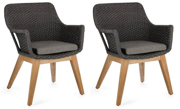 Set 2 Sedie 46x46x82h cm con Braccioli e Cuscini Allison Antracite prezzo