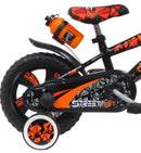 Bicicletta per Bambino 12" 2 Freni Gomme in EVA Street Art Nero/Arancione