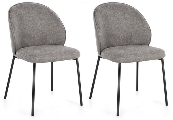 prezzo Set 2 Sedie 54x60x83 cm Wendy in Tessuto Nero e Grigio Scuro