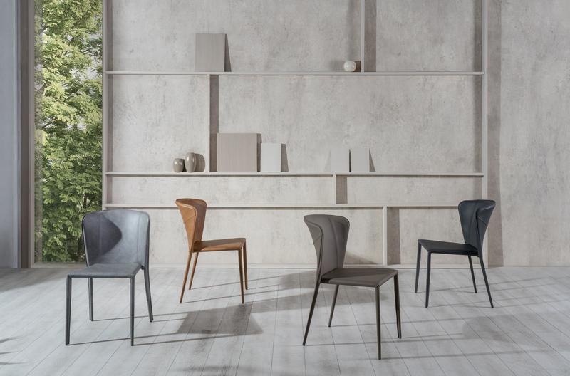 Set 4 Sedie 49x56xH82 cm in Similcuoio Break Grigio Chiaro