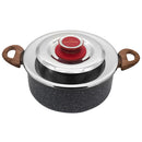 Kit 4 Coperchi Magici Antiodore Ventur Magic Ø25, Ø27, Ø31, Ø35 cm Cooker in Acciaio Inox Pomello Rosso