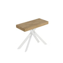Consolle Allungabile 90-196x40x77 cm Saki Small Premium Quercia Natura Gambe Bianche 