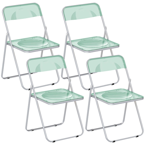 acquista Set 4 Sedie Pieghevoli 47x48x75 cm in Acrilico Trasparenti Verde