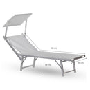 Lettino Prendisole da Giardino 181x60xH39 cm in alluminio bianco ghiaccio Bagnino