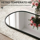 Specchio da Parete e Porta ad Arco 40x110 cm con Ganci e Cornice in Lega di Alluminio e Vetro Temperato Nero      